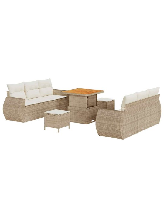 Dārza dīvānu komplekts 9 pcs bēša un krēmkrāsa 80 x 80 x 71 cm
