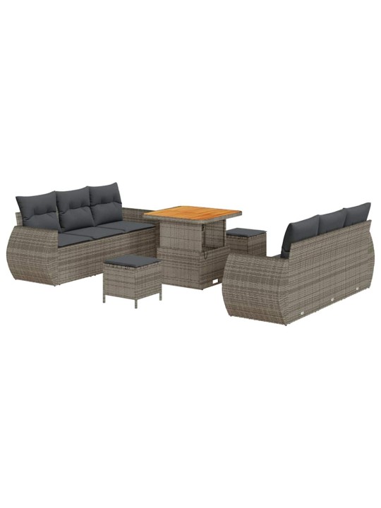 Dārza dīvānu komplekts ar spilvenu 9 pcs pelēka 80 x 80 x 71 cm