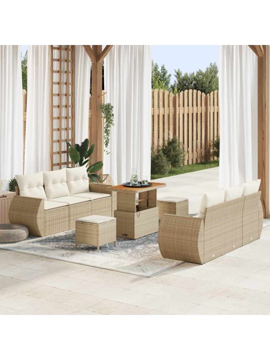 Dārza dīvānu komplekts 9 pcs bēša un krēmkrāsa 90 x 55 x 71 cm