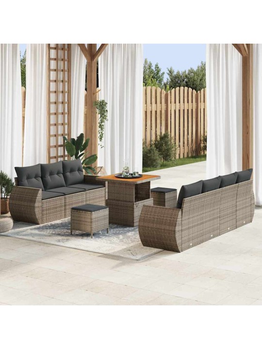 Dārza dīvānu komplekts 10 pcs pelēka 80 x 80 x 71 cm