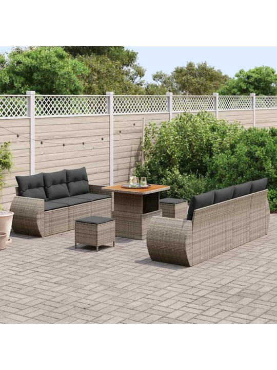 Dārza dīvānu komplekts 10 pcs pelēka 80 x 80 x 71 cm