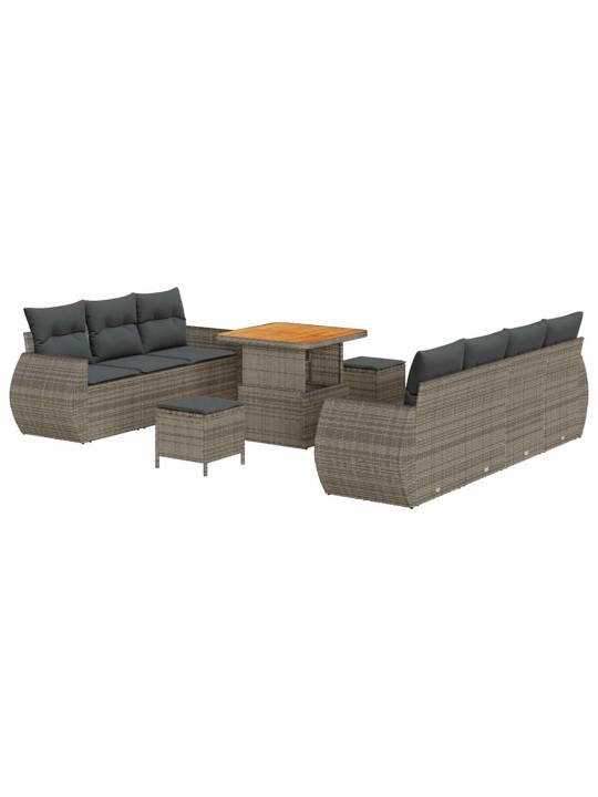Dārza dīvānu komplekts 10 pcs pelēka 80 x 80 x 71 cm