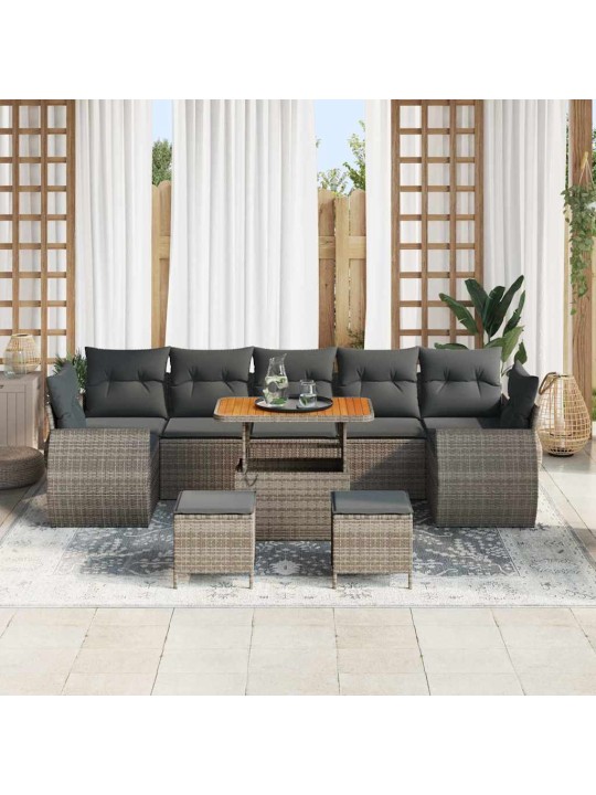 Dārza dīvānu komplekts 10 pcs pelēka 90 x 55 x 71 cm