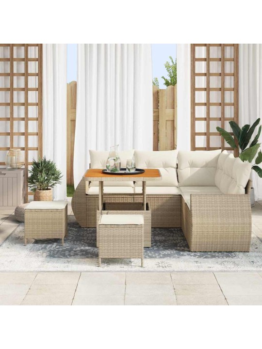 Dārza dīvānu komplekts 8 pcs bēša un krēmkrāsa 80 x 80 x 71 cm