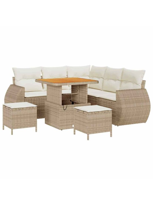 Dārza dīvānu komplekts 8 pcs bēša un krēmkrāsa 80 x 80 x 71 cm