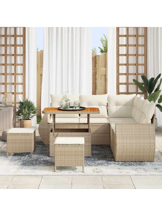 Dārza dīvānu komplekts 8 pcs bēša un krēmkrāsa 90 x 55 x 71 cm