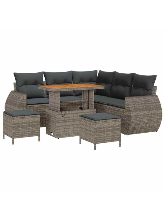 Dārza dīvānu komplekts ar spilvenu 8 pcs pelēka 90 x 55 x 71 cm