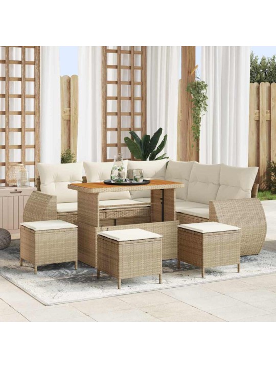 Dārza dīvānu komplekts 9 pcs bēša un krēmkrāsa 110 x 55 x 71 cm