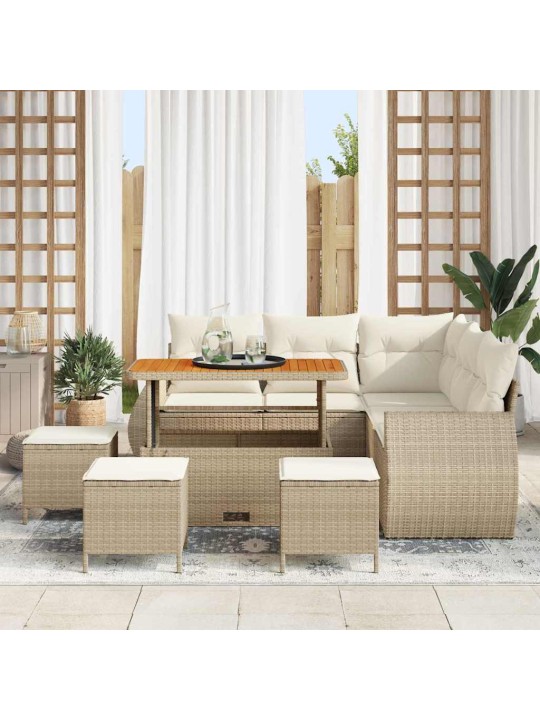 Dārza dīvānu komplekts 9 pcs bēša un krēmkrāsa 110 x 55 x 71 cm