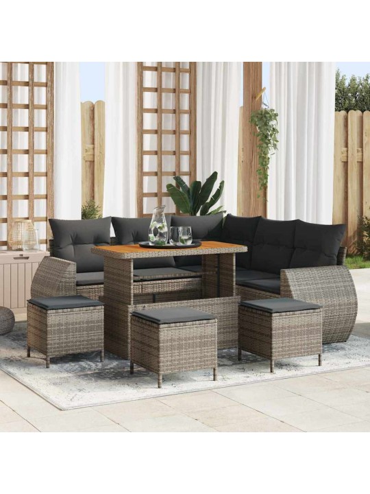 Dārza dīvānu komplekts 9 pcs pelēka 110 x 55 x 71 cm