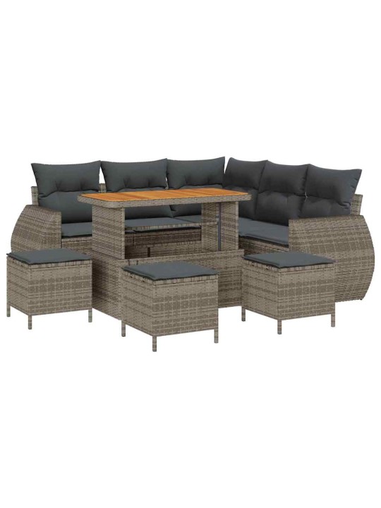 Dārza dīvānu komplekts 9 pcs pelēka 110 x 55 x 71 cm