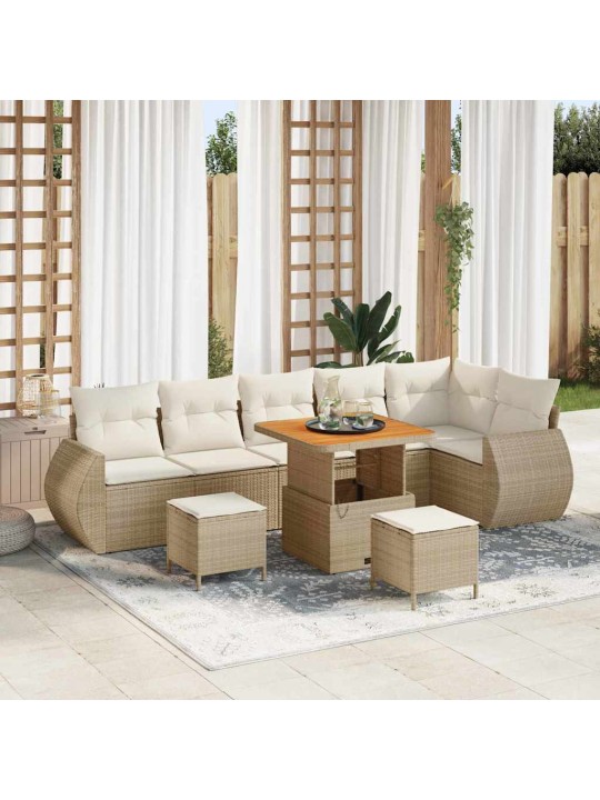 Dārza dīvānu komplekts 9 pcs bēša un krēmkrāsa 80 x 80 x 71 cm