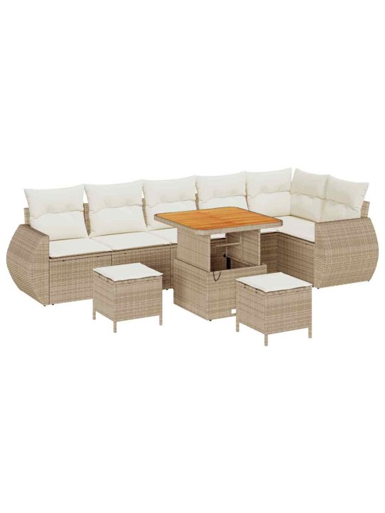Dārza dīvānu komplekts 9 pcs bēša un krēmkrāsa 80 x 80 x 71 cm