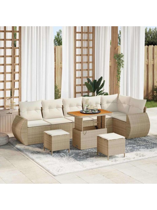 Dārza dīvānu komplekts 9 pcs bēša un krēmkrāsa 90 x 55 x 71 cm