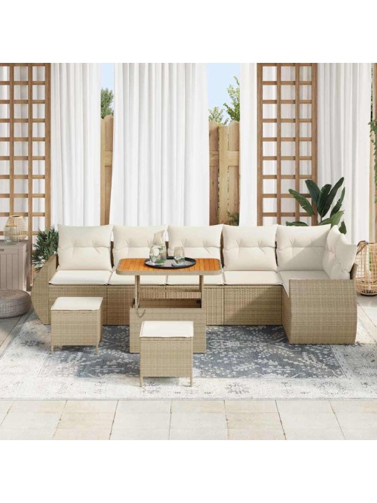 Dārza dīvānu komplekts 9 pcs bēša un krēmkrāsa 90 x 55 x 71 cm