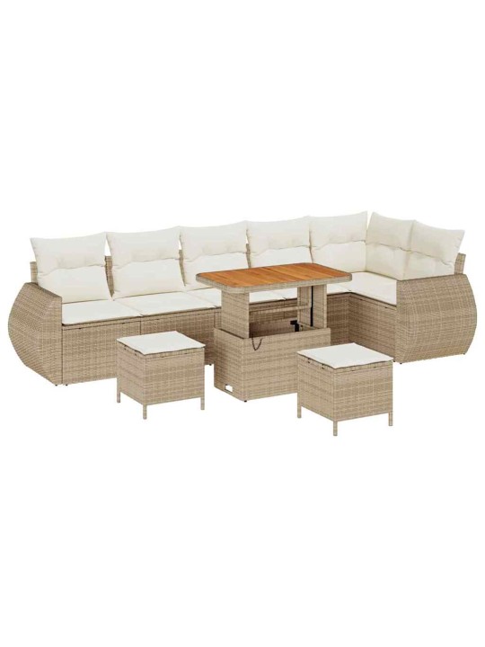 Dārza dīvānu komplekts 9 pcs bēša un krēmkrāsa 90 x 55 x 71 cm