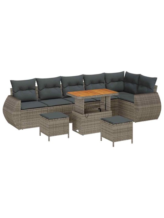 Dārza dīvānu komplekts ar spilvenu 9 pcs pelēka 90 x 55 x 71 cm