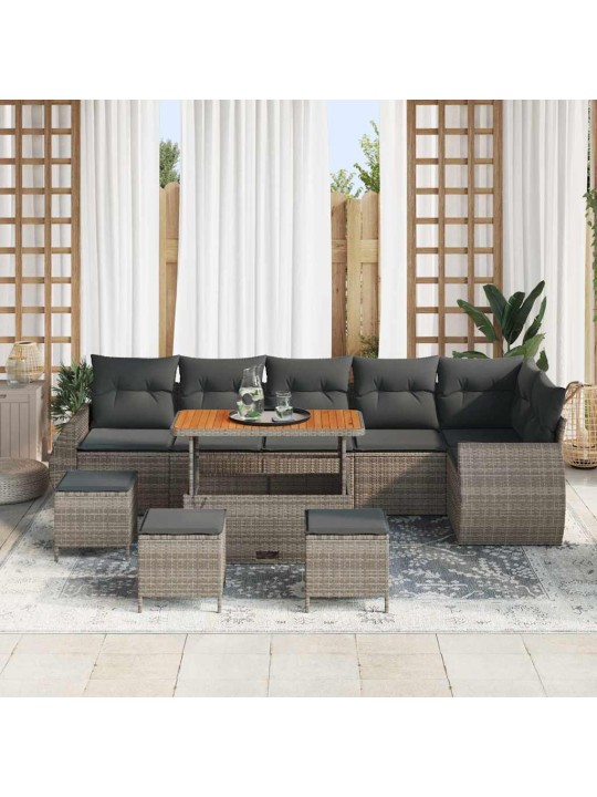 Dārza dīvānu komplekts 10 pcs pelēka 110 x 55 x 71 cm