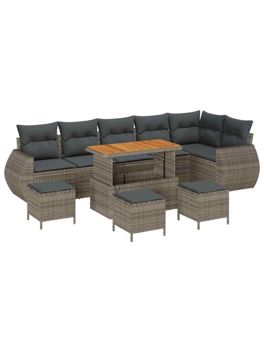 Dārza dīvānu komplekts 10 pcs pelēka 110 x 55 x 71 cm