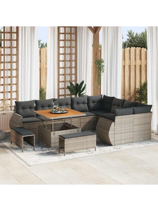 Dārza dīvānu komplekts 12 pcs pelēka 100 x 100 x 71 cm