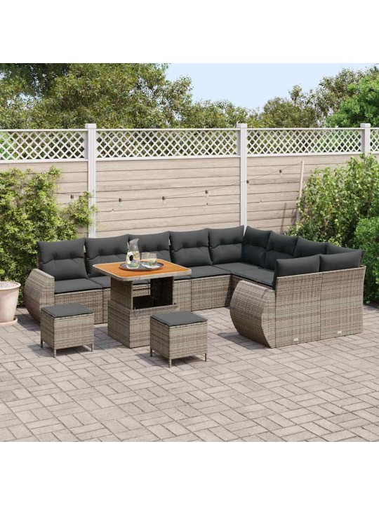 Dārza dīvānu komplekts 12 pcs pelēka 80 x 80 x 71 cm