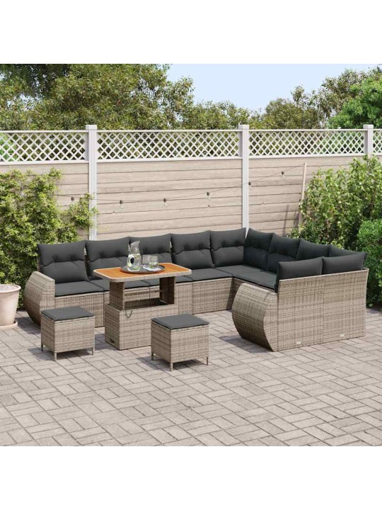 Dārza dīvānu komplekts 12 pcs pelēka 90 x 55 x 71 cm