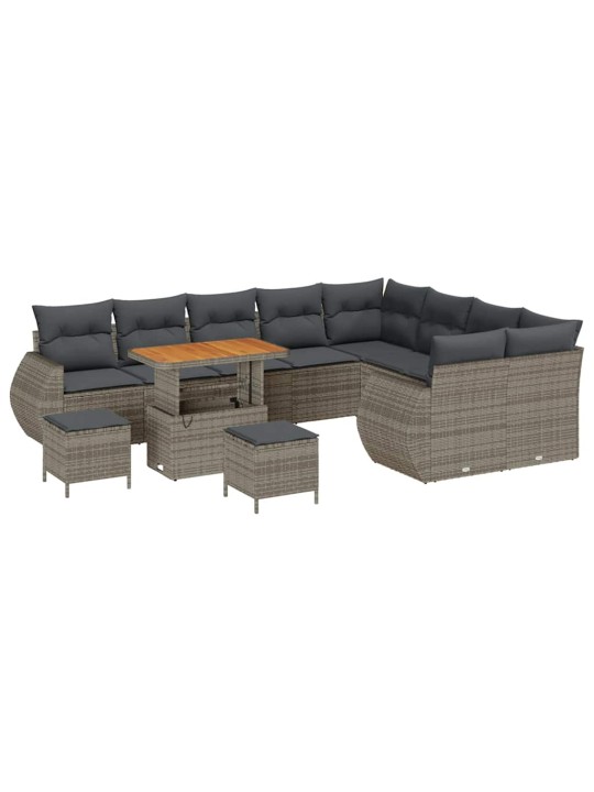 Dārza dīvānu komplekts 12 pcs pelēka 90 x 55 x 71 cm