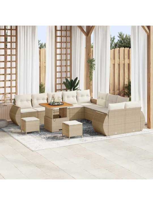 Dārza dīvānu komplekts 13 pcs bēša un krēmkrāsa 80 x 80 x 71 cm