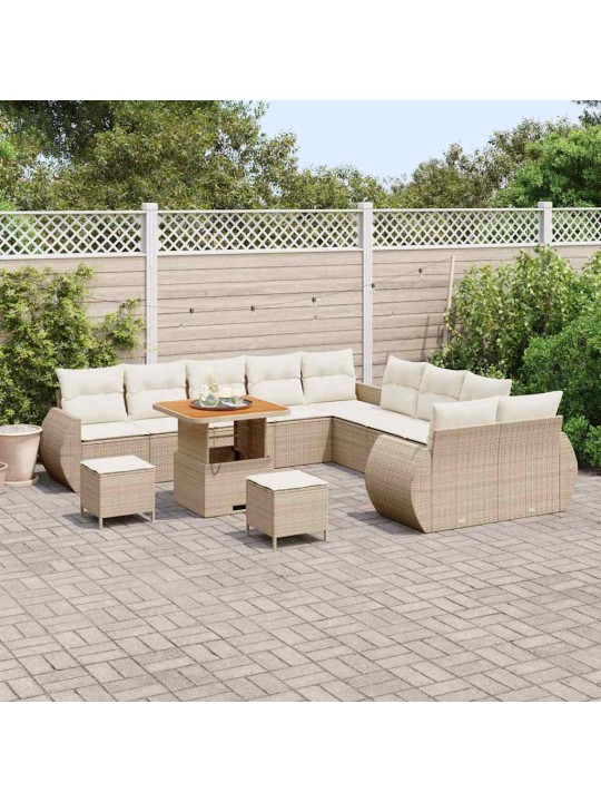 Dārza dīvānu komplekts 13 pcs bēša un krēmkrāsa 80 x 80 x 71 cm