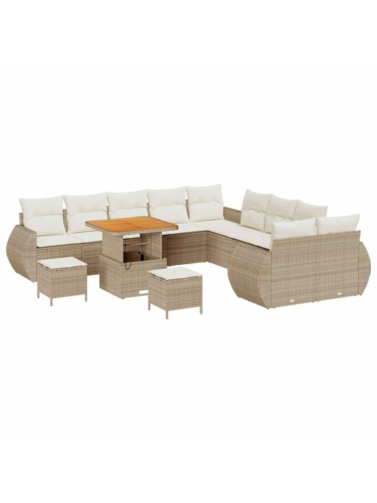 Dārza dīvānu komplekts 13 pcs bēša un krēmkrāsa 80 x 80 x 71 cm