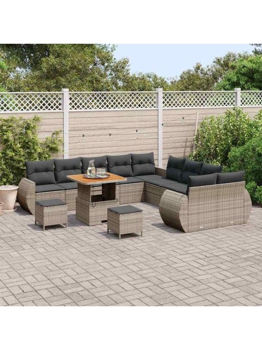 Dārza dīvānu komplekts 13 pcs pelēka 80 x 80 x 71 cm