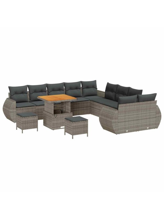 Dārza dīvānu komplekts 13 pcs pelēka 80 x 80 x 71 cm