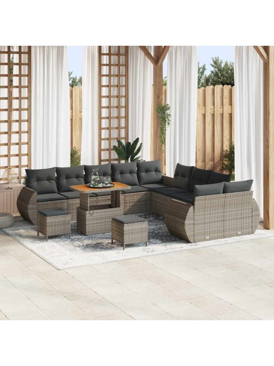 Dārza dīvānu komplekts 13 pcs pelēka 90 x 55 x 71 cm
