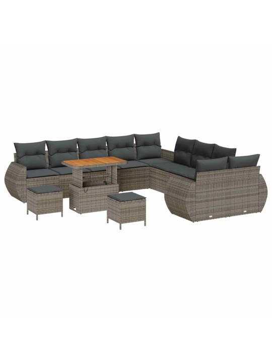 Dārza dīvānu komplekts 13 pcs pelēka 90 x 55 x 71 cm