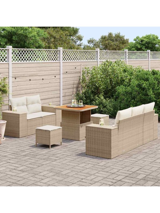 Dārza dīvānu komplekts 8 pcs bēša un krēmkrāsa 80 x 80 x 71 cm