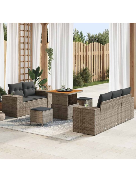 Dārza dīvānu komplekts ar spilvenu 8 pcs pelēka 80 x 80 x 71 cm