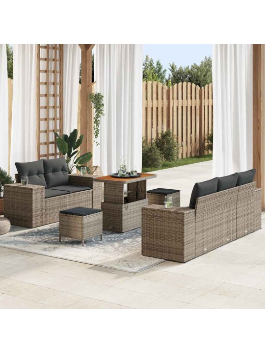 Dārza dīvānu komplekts ar spilvenu 8 pcs pelēka 90 x 55 x 71 cm