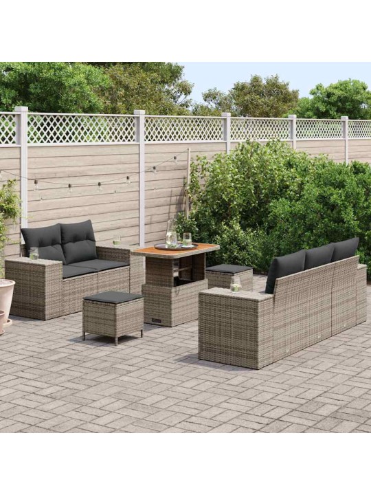 Dārza dīvānu komplekts ar spilvenu 8 pcs pelēka 90 x 55 x 71 cm