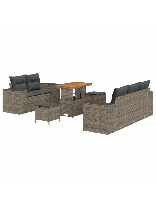 Dārza dīvānu komplekts ar spilvenu 8 pcs pelēka 90 x 55 x 71 cm