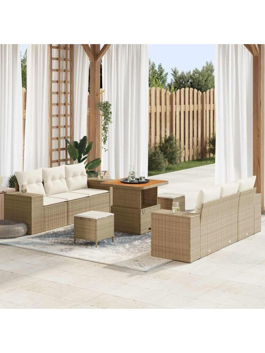 Dārza dīvānu komplekts 9 pcs bēša un krēmkrāsa 80 x 80 x 71 cm