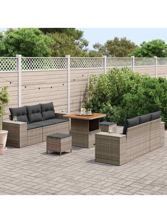 Dārza dīvānu komplekts ar spilvenu 9 pcs pelēka 80 x 80 x 71 cm