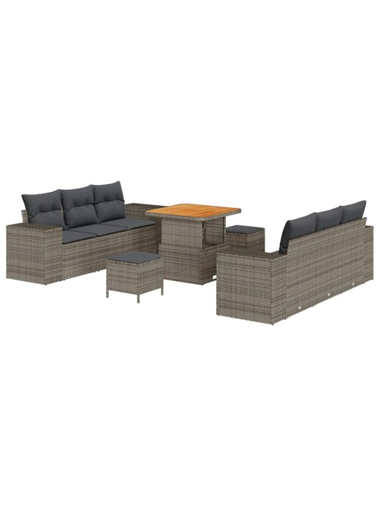 Dārza dīvānu komplekts ar spilvenu 9 pcs pelēka 80 x 80 x 71 cm