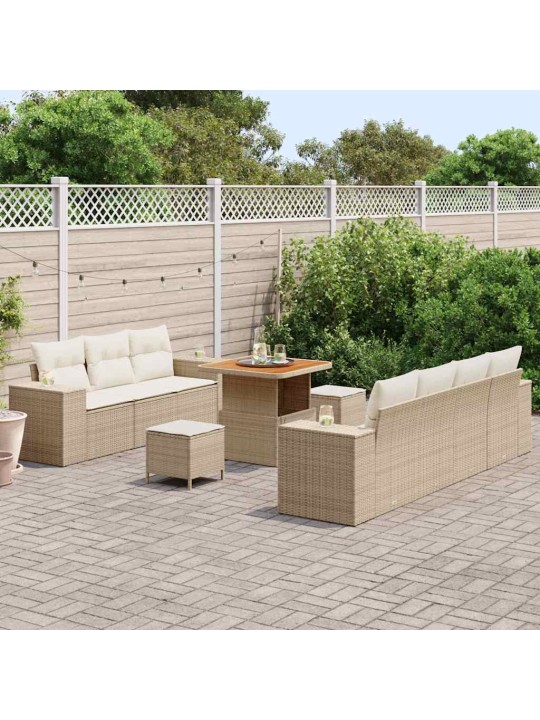 Dārza dīvānu komplekts 10 pcs bēšs un krēms 80 x 80 x 71 cm