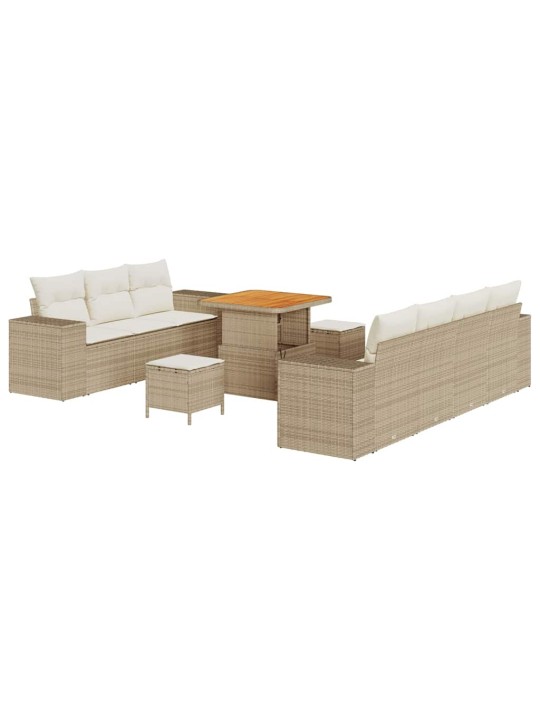 Dārza dīvānu komplekts 10 pcs bēšs un krēms 80 x 80 x 71 cm