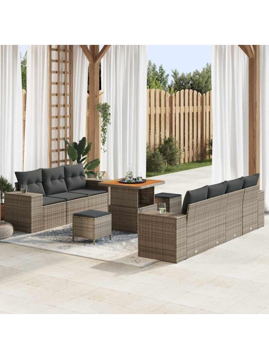 Dārza dīvānu komplekts 10 pcs pelēka 80 x 80 x 71 cm