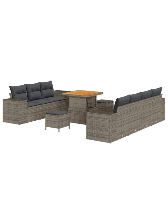 Dārza dīvānu komplekts 10 pcs pelēka 80 x 80 x 71 cm
