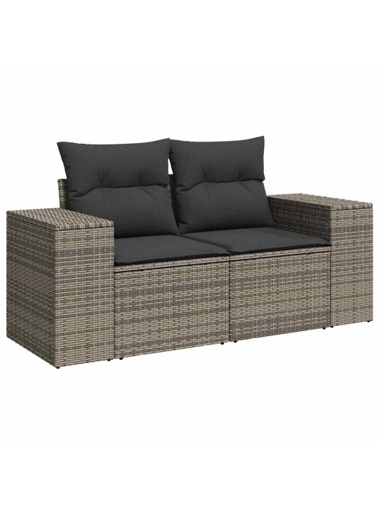 Dārza dīvānu komplekts 10 pcs pelēka 90 x 55 x 71 cm