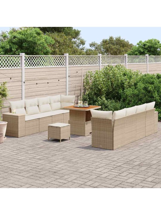 Dārza dīvānu komplekts 11 pcs bēšs un krēms 80 x 80 x 71 cm