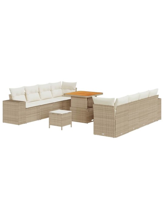 Dārza dīvānu komplekts 11 pcs bēšs un krēms 80 x 80 x 71 cm