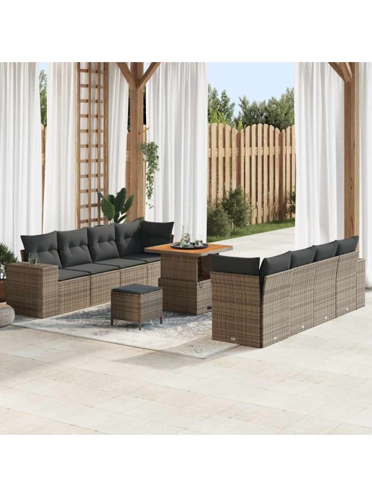 Dārza dīvānu komplekts 11 pcs pelēka 80 x 80 x 71 cm